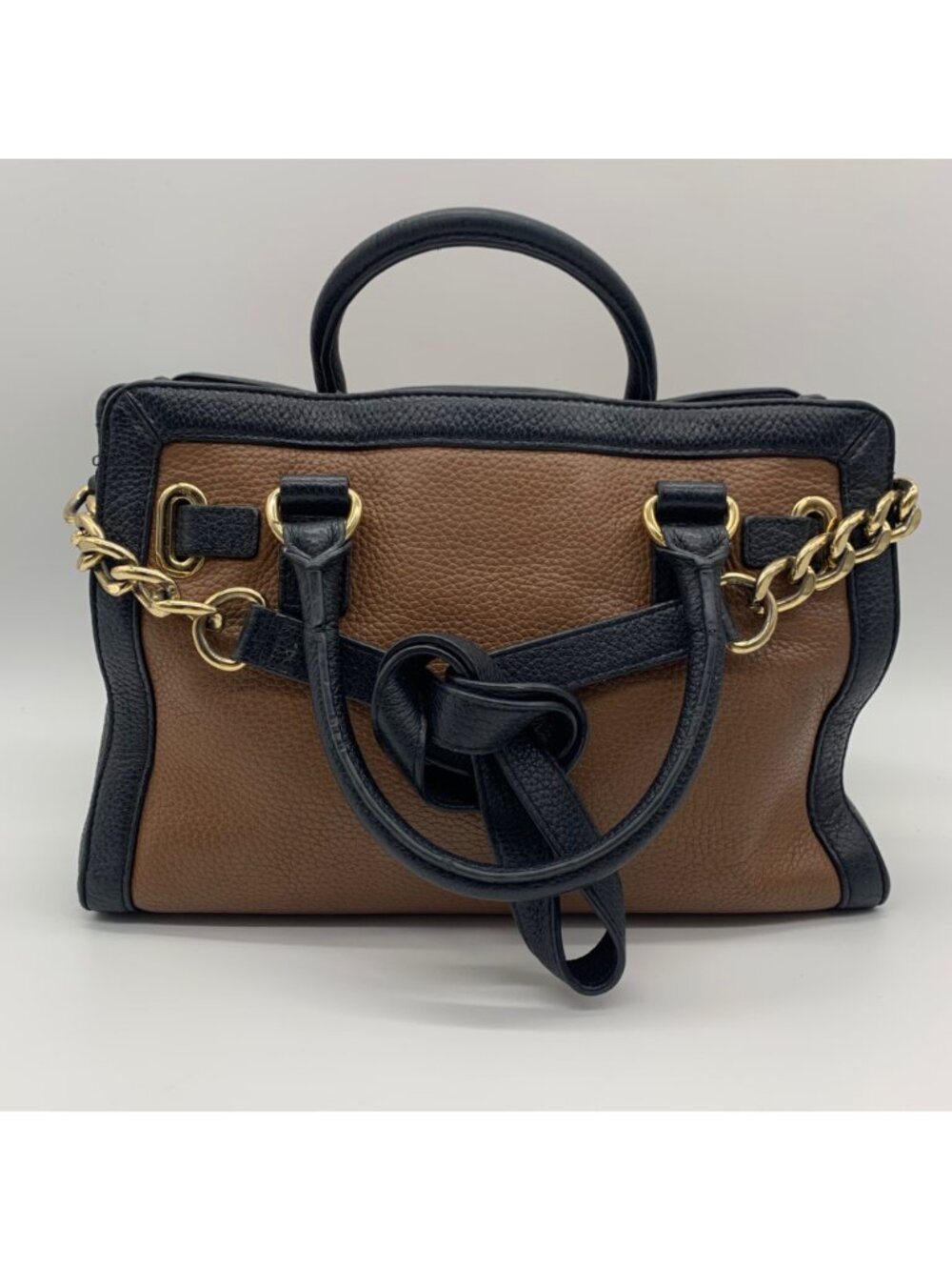Michael Kors Hamilton Frame Black & Brown Satchel Bag - Picture 2 of 10